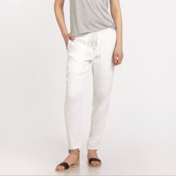 Vince Pants - Vince Off White Linen Blend Joggers
